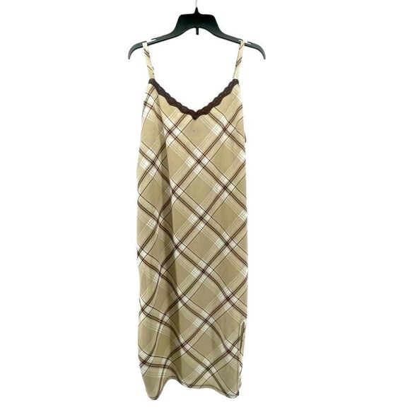 Almost Famous Plus Size 3X Plaid Sleeveless Midi Dress Brown Cream Casual Trendy - Picture 1 of 14